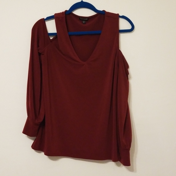 Express Tops - Burgundy Shoulderless Top